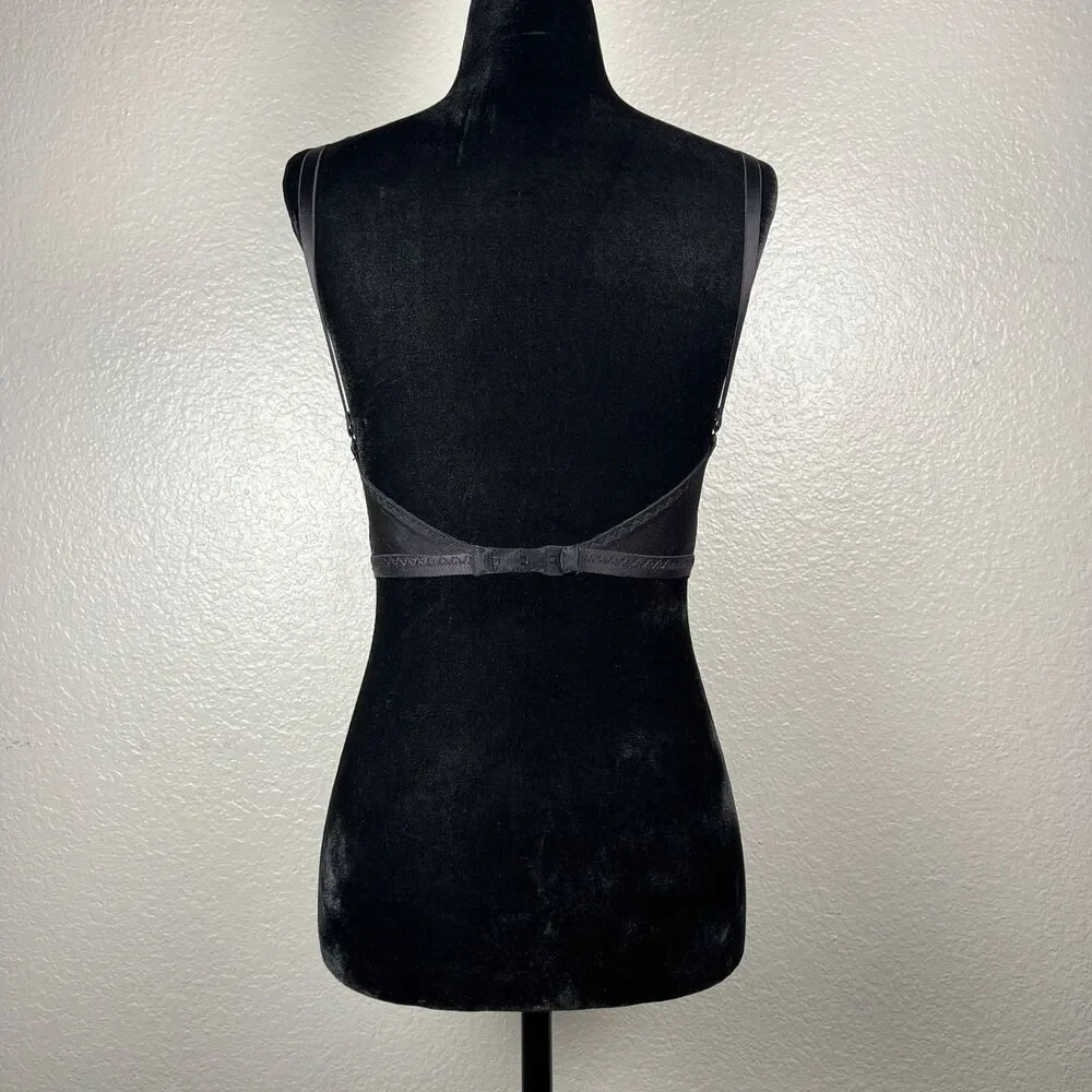 Cabernet Backless Bra 32B Black Low-Back Underwired Lined Cups Front Support